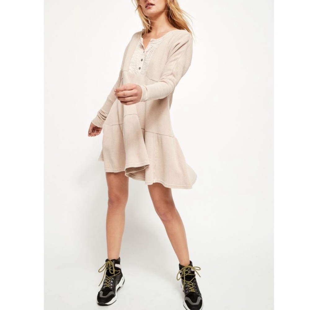 Free People One Jolene Mini Dress In Sand - Picture 5 of 6